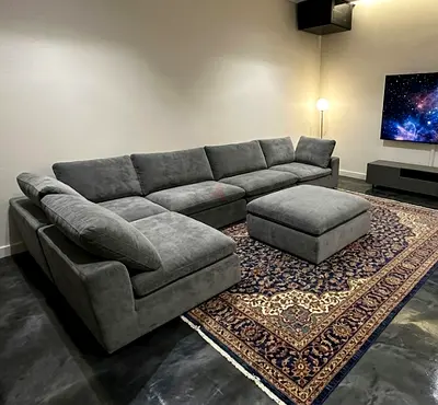 Pan home pianca feather 🪶 filled modular sofa with ottoman