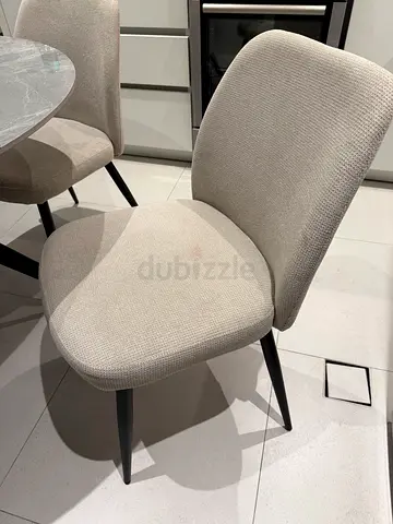 Set of 4 Modern Upholstered Dining Chairs - Light Beige