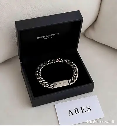 Saint Laurent Ares Stainless Steel Curb Chain Bracelet - Boxed