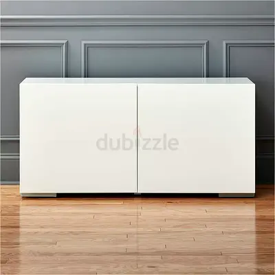 CB2 Fuel White Credenza TV Cabinet - Glossy White (2x available)