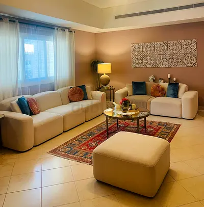 Beige Modular Sofa Set with Ottoman - Comfortable Living Room Set