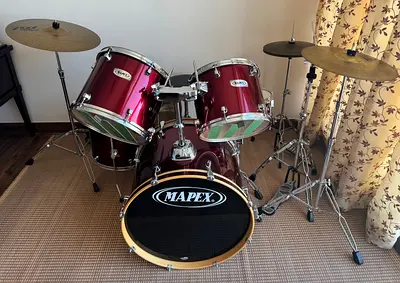 Mapex Drum Kit (Wine Red) + Paiste Cymbals  Hardware - Complete Set