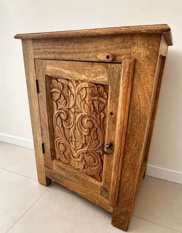 Pair of Solid Mango Wood Bedside Tables / Nightstands