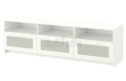 White TV Unit / Entertainment Cabinet with 3 Drawers and Open Shelves