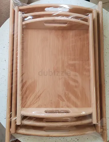 Set of 3 Bamboo Serving Trays - New, Nesting Design