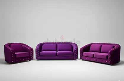 Plum Purple 3-Piece Sofa Set — Modern Upholstered Living Room Set