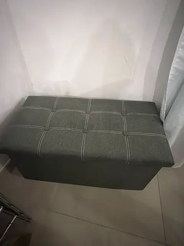 Grey Upholstered Storage Ottoman / Footstool - Good Condition