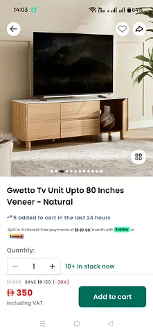 Natural Veneer TV Unit / Media Console (Fits up to 80)