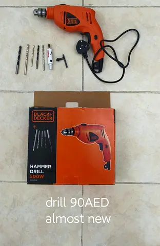 Black+Decker 500W Hammer Drill with Accessories (Good Condition)