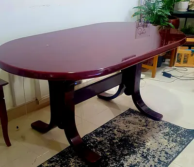 Solid Wood Oval Dining Table - Dark Mahogany, Seats 6