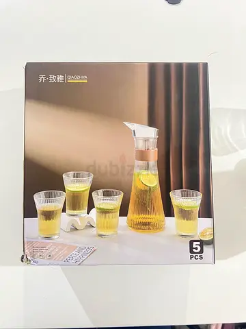 5-piece Glass Pitcher and Tumbler Set (New in Box)