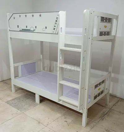White Wooden Bunk Bed for Kids - Twin Size, Good Condition