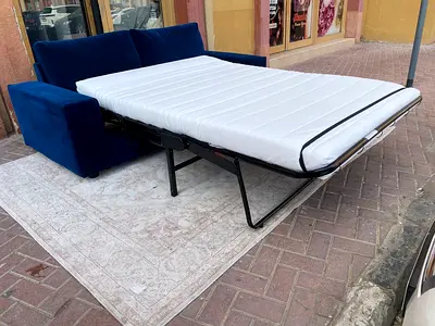 IKEA vimle Two seater sofa bed Blue Velvet Sofa Bed with Mattress - Fold-out Guest Bed