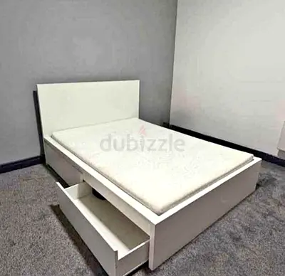 Malam double size bed 140/200cm bed with 2 storage drawers underneath and Ikea mattres