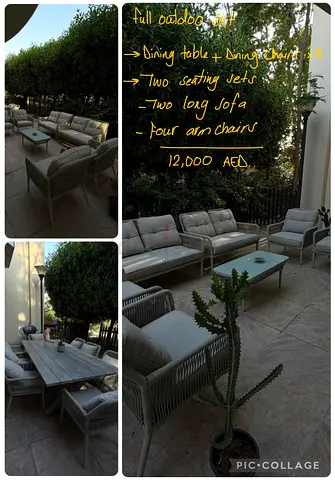 Outdoor full patio set — 2 sofas, 4 armchairs, big dining table + 8 chairs + BBQ (excellent conditio