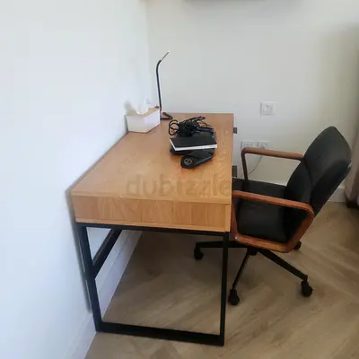 Compact wooden study desk with chair and  — excellent condition