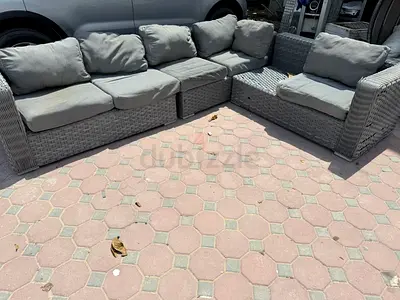 Grey Outdoor Rattan Modular Sofa Set - 5 Pieces