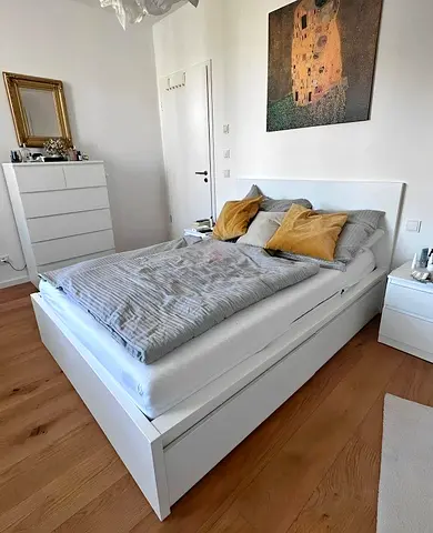 Ikea Queen White MALM bed frame including Ikea Queen Mattress