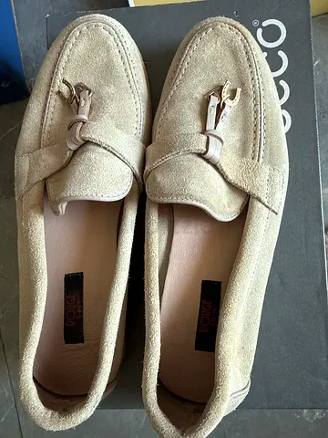 Beige Suede Tassel Loafers - Gently Used size 39