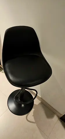 Black Adjustable Bar Stool with Backrest - Good Condition