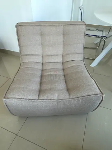 Design Beige Fabric  Chair and Pouf - Ethnicraft