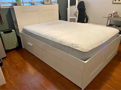 Ikea Queen Brimines Bed frame with Ikea Queen mattress