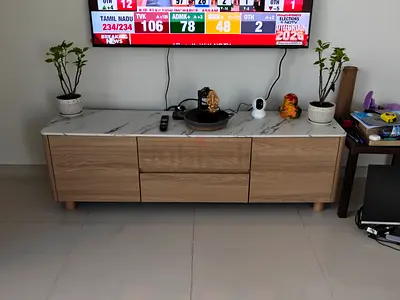Natural Veneer TV Unit / Media Console (Fits up to 80)