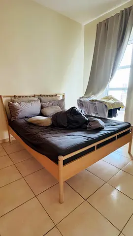 IKEA Single/Double Wooden Bed Frame - Light Wood, Good Condition