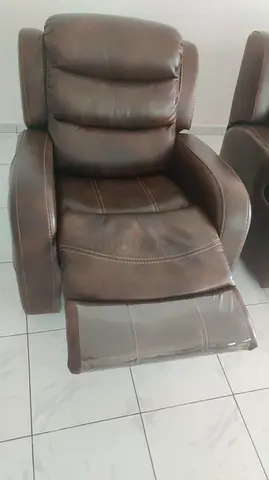 Brown Leather Recliner Armchair with Footrest - Comfortable Single Seat