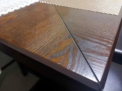 Solid Wood Dining Table - Dark Brown, With 6 leather chairs
