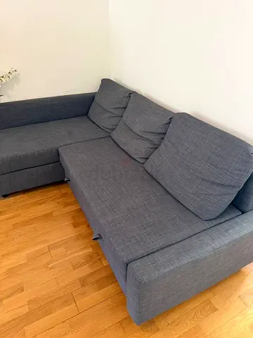 Grey L-shaped Fabric Sofa (Good Condition)