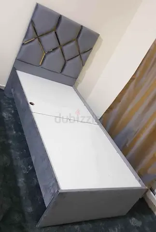 Single Bed Frame with Padded Headboard - Grey