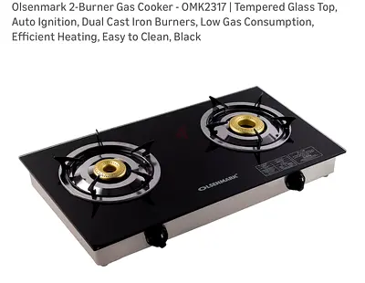 Olsenmark 2-Burner Gas Cooker - Tempered Glass Top (OMK2317)