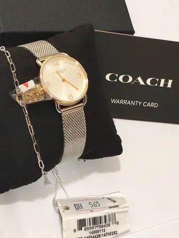 Coach Womens Silver Mesh Strap Watch with Warranty Card