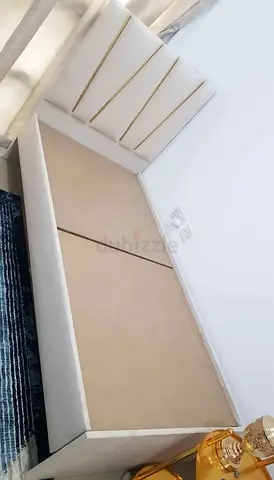 Single Bed Frame with Padded Headboard - White, Good Condition