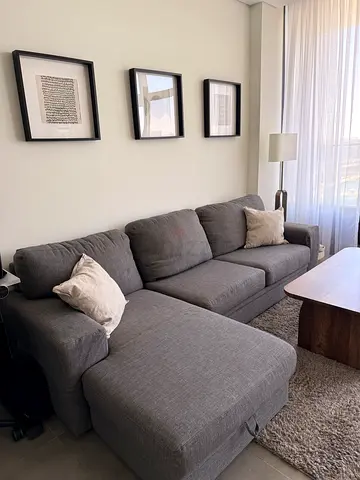 Grey Fabric 3-Seater Left Corner Sofa Bed  - Good Condition