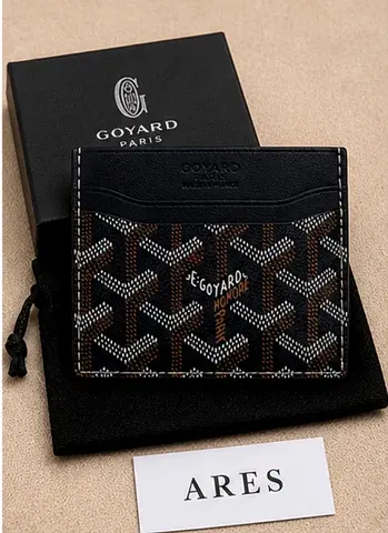 Goyard Card Holder / Slim Wallet - Black Brown Canvas