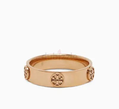 Rose Gold Logo Band Ring - Size 6