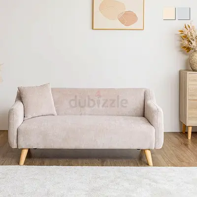 Biege corduroy fabric 2 seater sofa