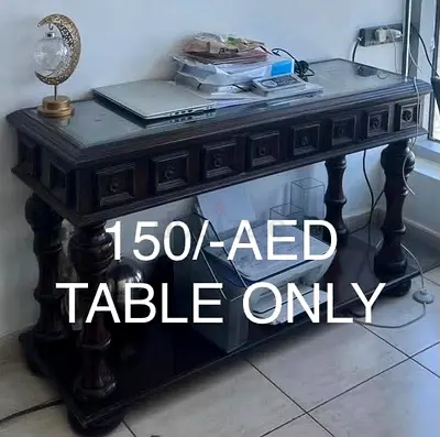 Solid Dark Wood Console Table with Lower Shelf — 150 AED (table only)