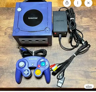 Nintendo GameCube Indigo Console with Controller  Cables - Tested