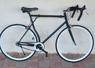 Single-speed/Fixie Road Bike - Green Frame, White Rims