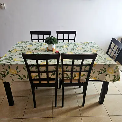 Wooden Dining Table with 6 Chairs — Simple Modern Set