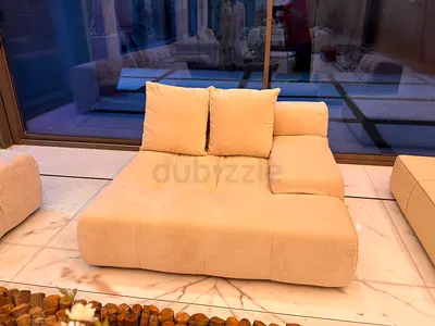 BB Italia Beige Modular Low-Profile Sofa Section (Single Seat with Armrest)