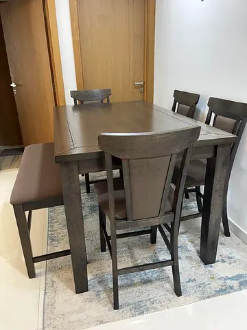 Solid Wood 6-Seater Dining Set with Bench