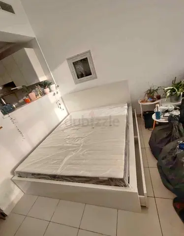 IKEA malam queen‑size bed (160 × 200 cm) with 2 storage drawers underneath and an IKEA mattress ✨