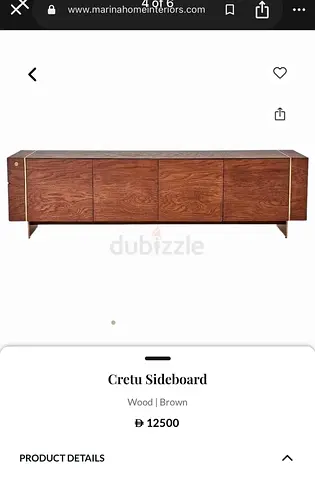 Marina Home Solid Wood Cretu Sideboard / Side Cabinet - Brown