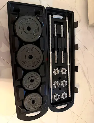 Adjustable Dumbbell Set with Plates and Bars in Carry Case