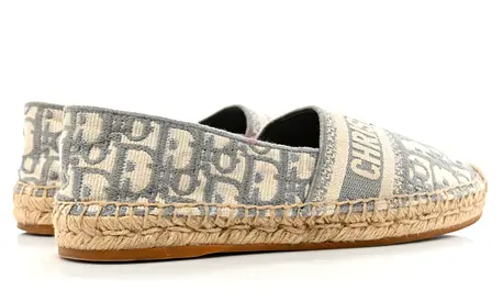 Christian Dior Beige/Gray Canvas Logo Espadrilles - Womens