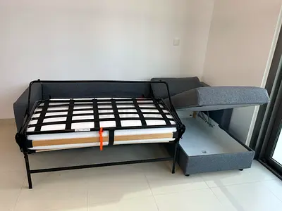 Ikea vimle L shape sofa bed Dark Grey fabric convertible sofa bed with storage, single fold-out bed